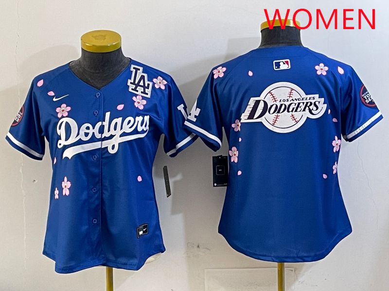 Women Los Angeles Dodgers Blank Blue Sakura Edition 2025 Nike MLB Jersey style 29
